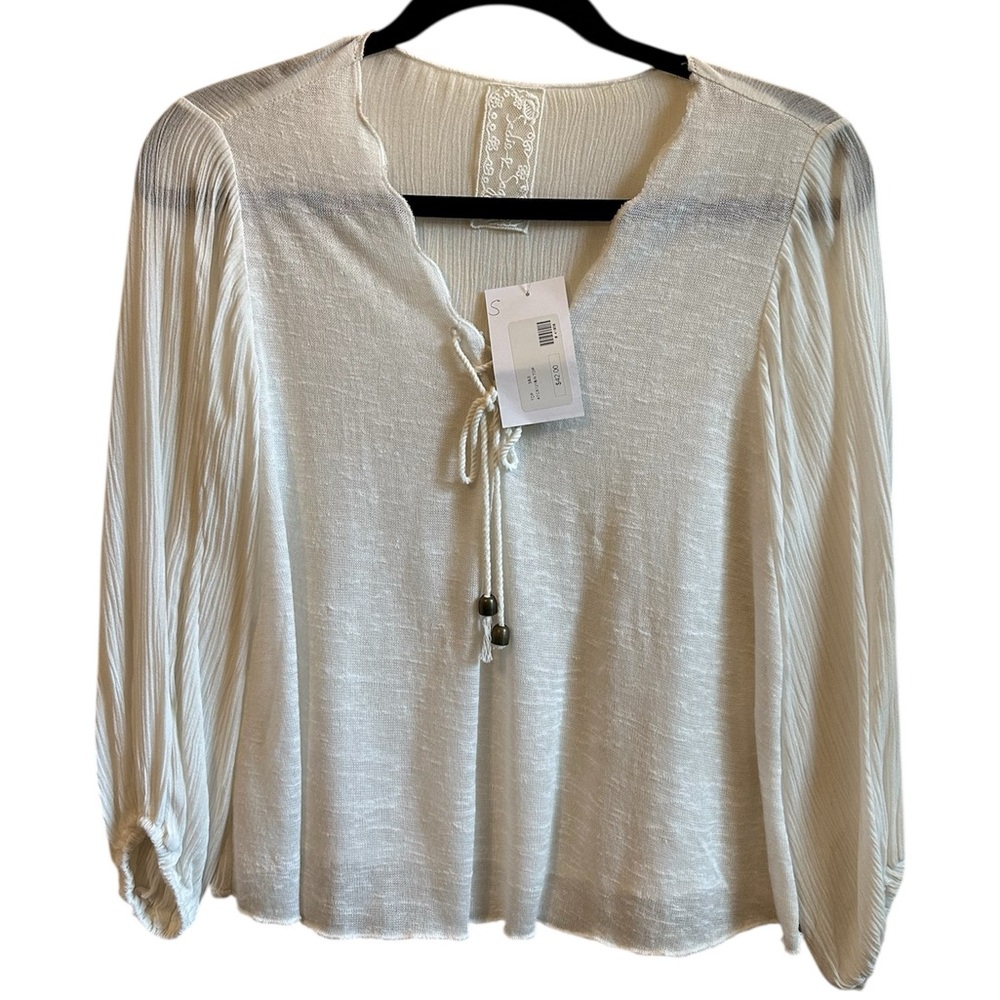 Bohemian Cream Blouse with Tie Detail